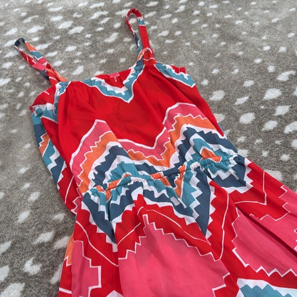 Eight sixty Colorful Zigzag Patterned Swim Cover Up Romper. Size S - Picture 6 of 7